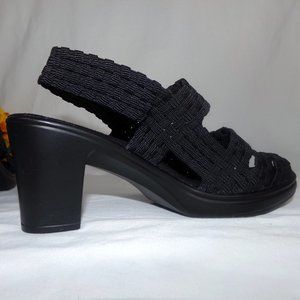 NWOT Espadrille Chunky Heel Slingback Sandal Black Women's Size 5.5/EU 36